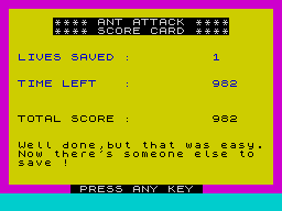 The score card BASIC showed after the run.