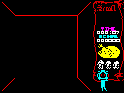 After DRAW_ROOM: the outline, in the room's red. The scroll is still coloured for the room just left.