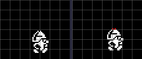 The step's colours, before and after.