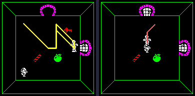 The mummy guarding (yellow) and hunting (red).