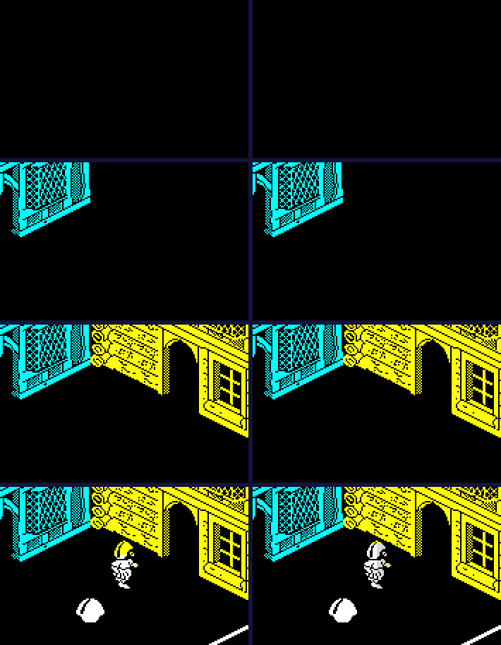 The buffer after each step of the drawing order