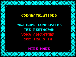 The winning screen