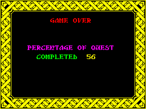 The game-over screen of a game lost in its first room